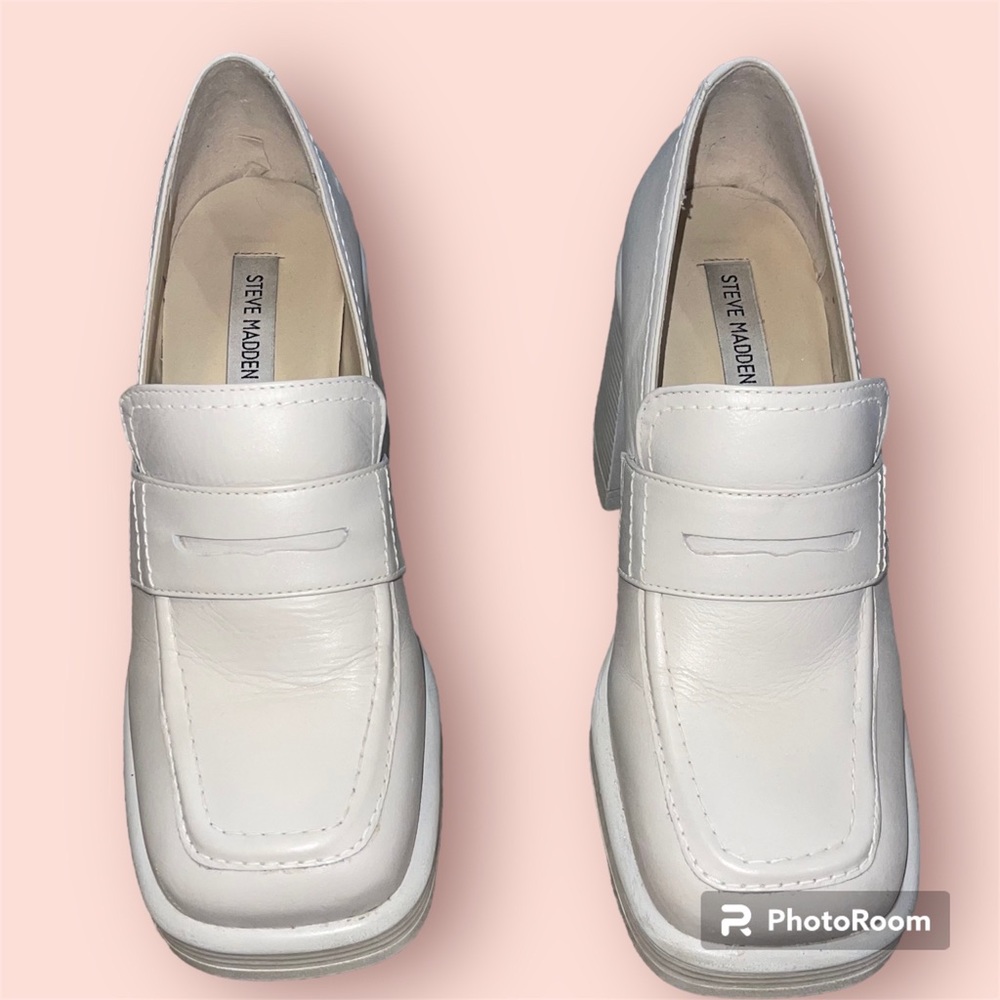 Steve Madden Heeled Bone Leather Loafers